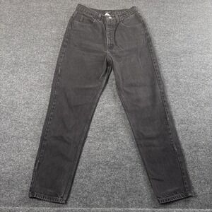 VTG Guess Women's Tapered Leg Jeans Triangle Black Dark Wash Y2K USA 32 EUC